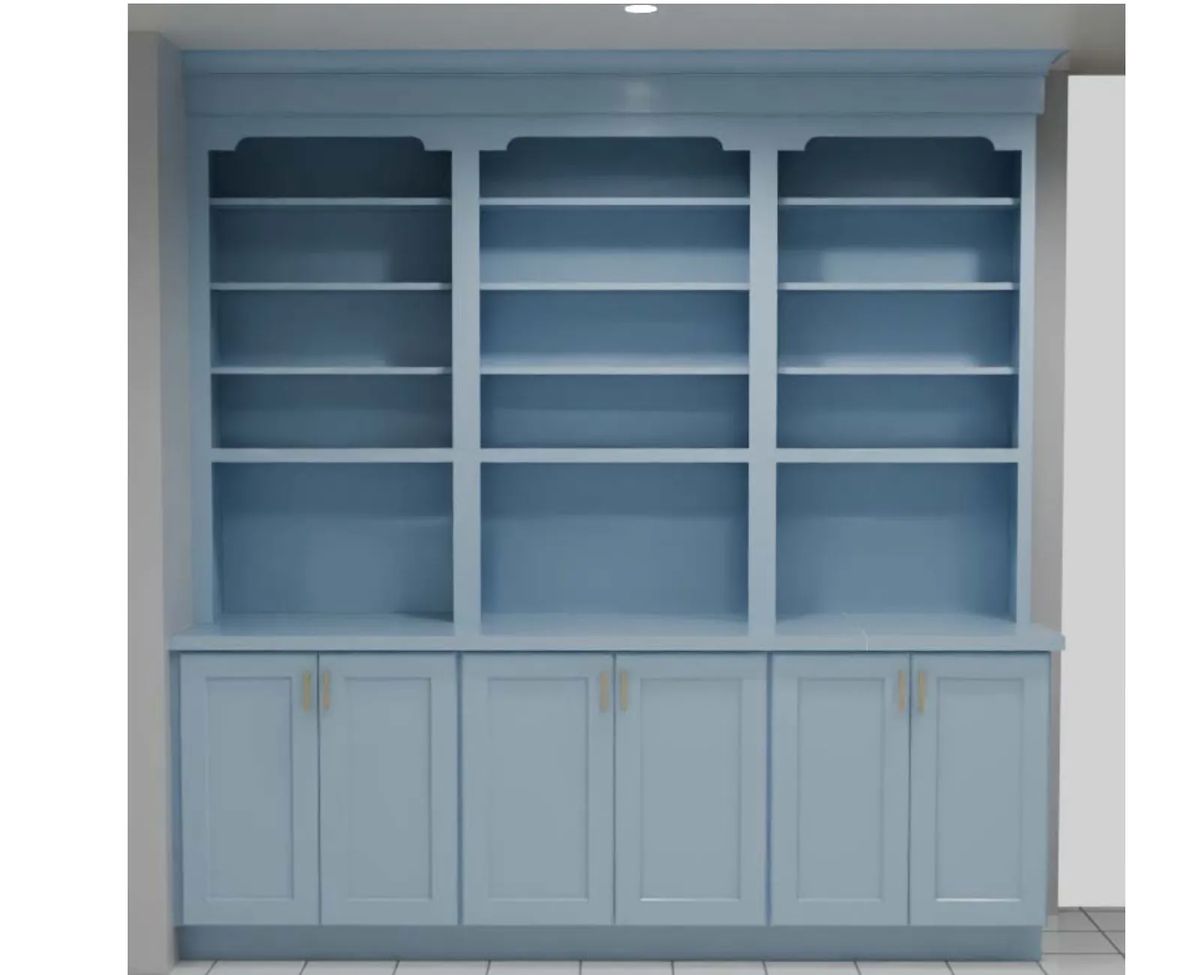 A dream office for Rhiannon needs a bespoke, dream bookcase and credenza. 