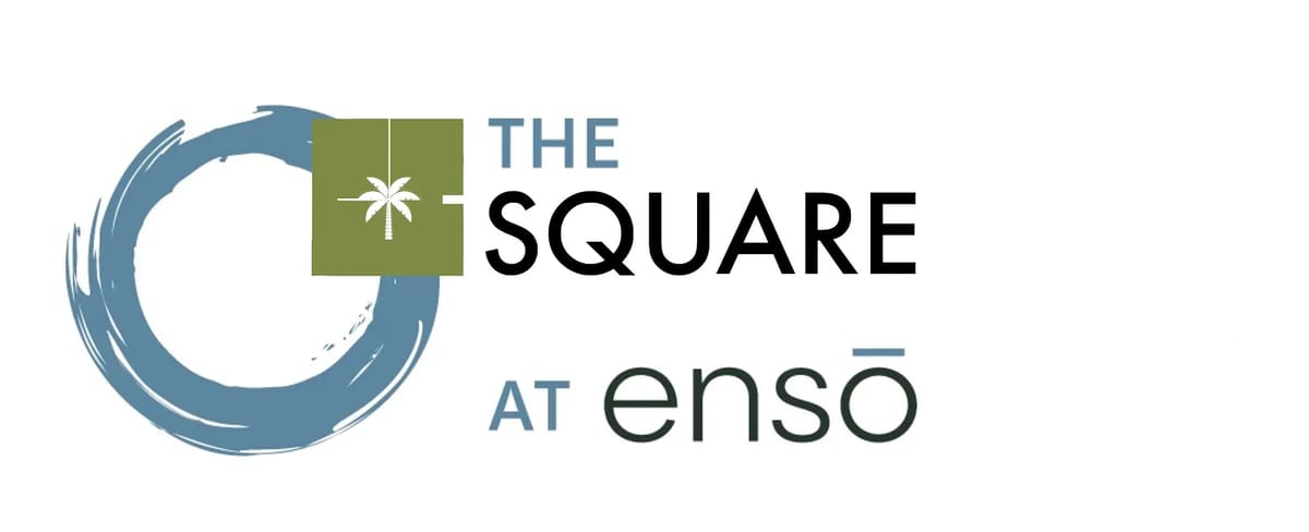 Logo featuring a circular brushstroke design and text 'The Square at ensō'.