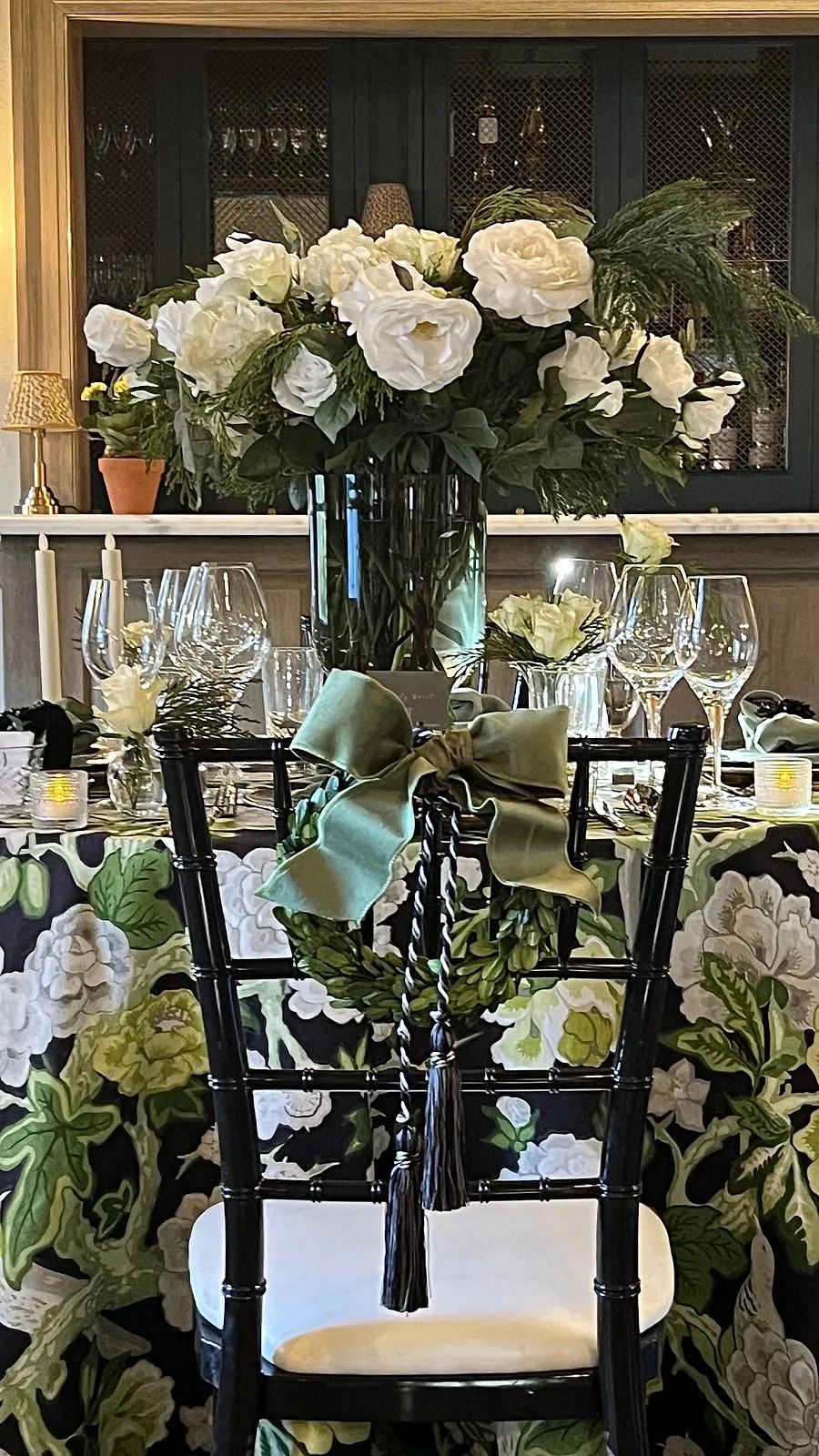 It's often about the colors and textures,  front and center the wreaths 