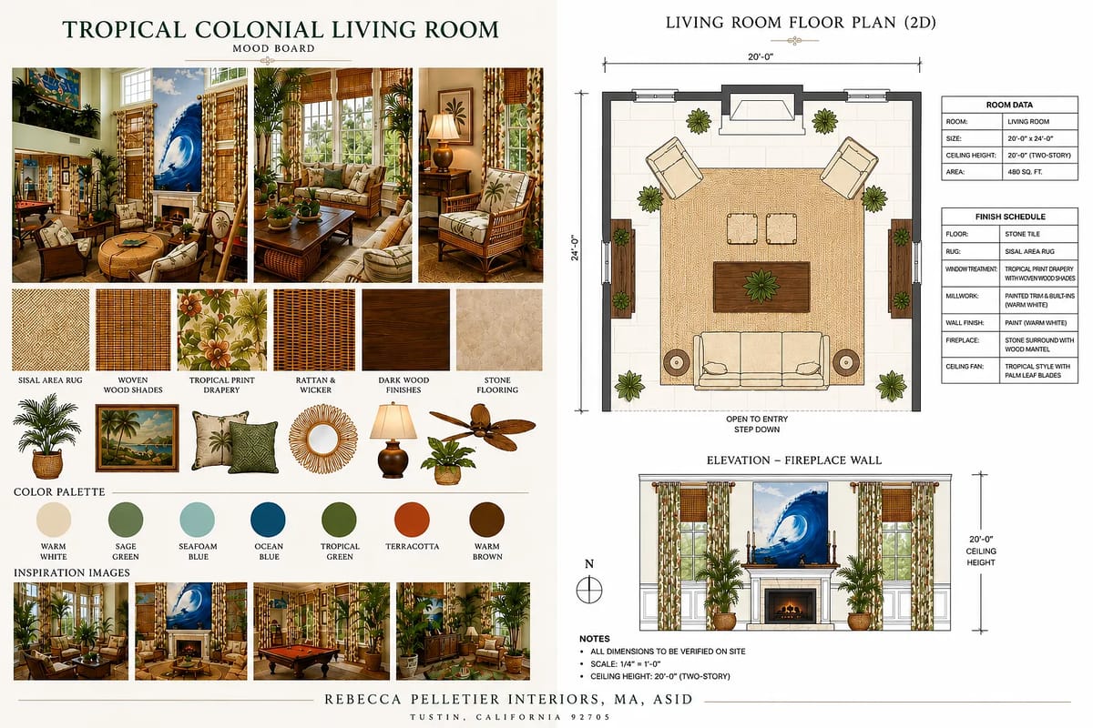 Living room with sofa, armchairs, coffee table, art, plants, and large windows with natural light