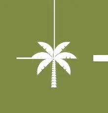 Stylized palm tree silhouette on a green background
