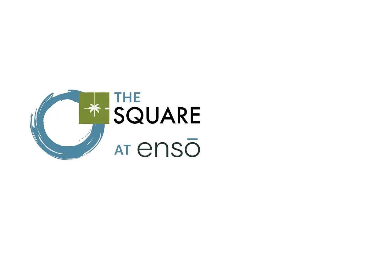 Logo design for 'The Square at Ensō' featuring a square and circular graphic.